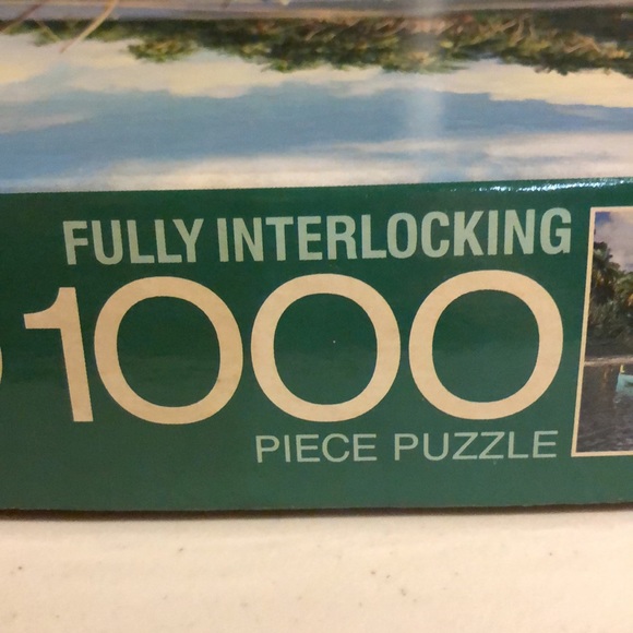 Vintage MB 1000 pc Puzzle FISHING BOATS, MALDIVES #4962-20 Tropical Ocean - Picture 4 of 6